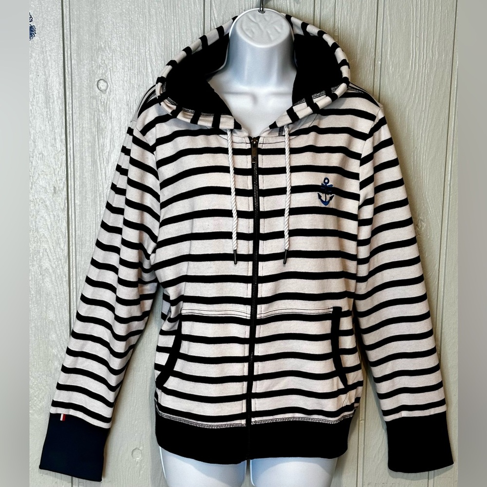 Tommy Hilfiger Navy & White Striped Zip-Up Sweater - FINAL PRICE